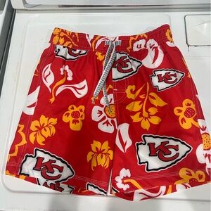 KC Chiefs boys Hawaiian look swim trunks. Worn once.